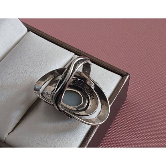 PZ Creations Israel Sterling Silver & Pink Druzy Gemstone Statement Ring Sz 8.25 - Picture 3 of 4